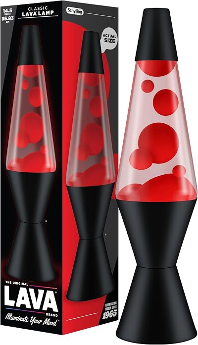 Lava Lamp 2317 Red Wax Clear Liquid Black Base Cap 14.5in Motion Lamp