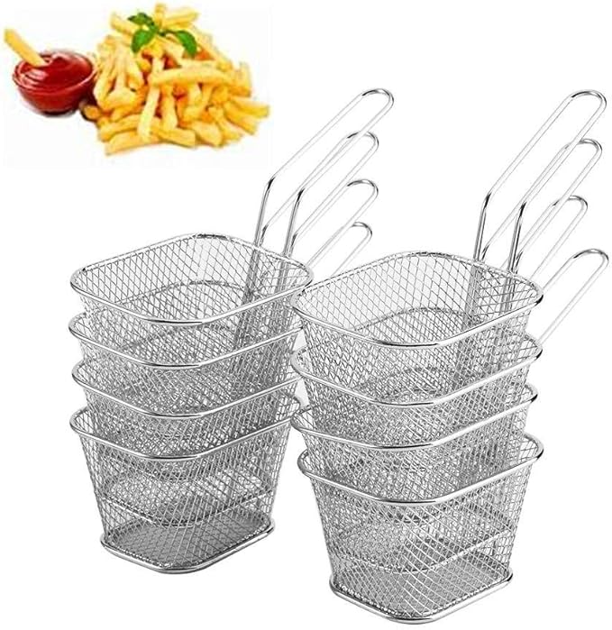 Yosooo 8Pcs Wire Chip Fryer Basket, Mini Stainless Steel