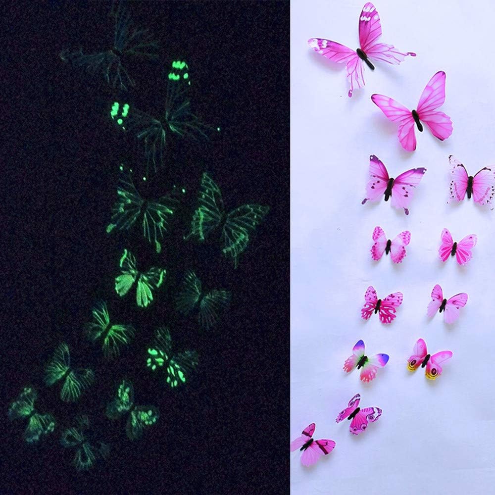 Amazon Com 12 Pcs Luminous Butterfly Wall Decals 3d Butterflies Decor For Wall Removable Mural Wall Stickers Home Decor For Kids Room Bedroom Arts Crafts Sewing