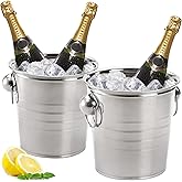 ZENFUN 2 Pack 3 Quart Ice Bucket with Handles, Beverage Tub with Handles, Galvanized Metal Ice Bucket, Drink and Wine Chiller for Bar, Party, BBQ, Great for Indoor and Outdoor Use