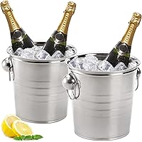 ZENFUN 2 Pack Ice Bucket, 3L Beverage Tub with Handles, Galvanized Metal Ice Bucket, Drink and Wine Chiller for Bar, Party, B