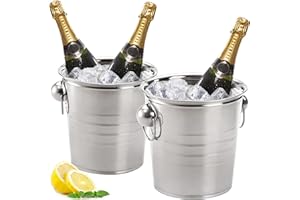 ZENFUN 2 Pack Ice Bucket, 3L Beverage Tub with Handles, Galvanized Metal Ice Bucket, Drink and Wine Chiller for Bar, Party, B