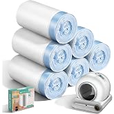 80 Count Waste Bags for Self-Cleaning Cat Litter Box, Cat Litter Box Liners | Replacement Extra Large 4 Rolls Drawstring Trash Bags for Automatic Litter, 17.7 x 17.7 Inches（4 Packs/80 Counts)