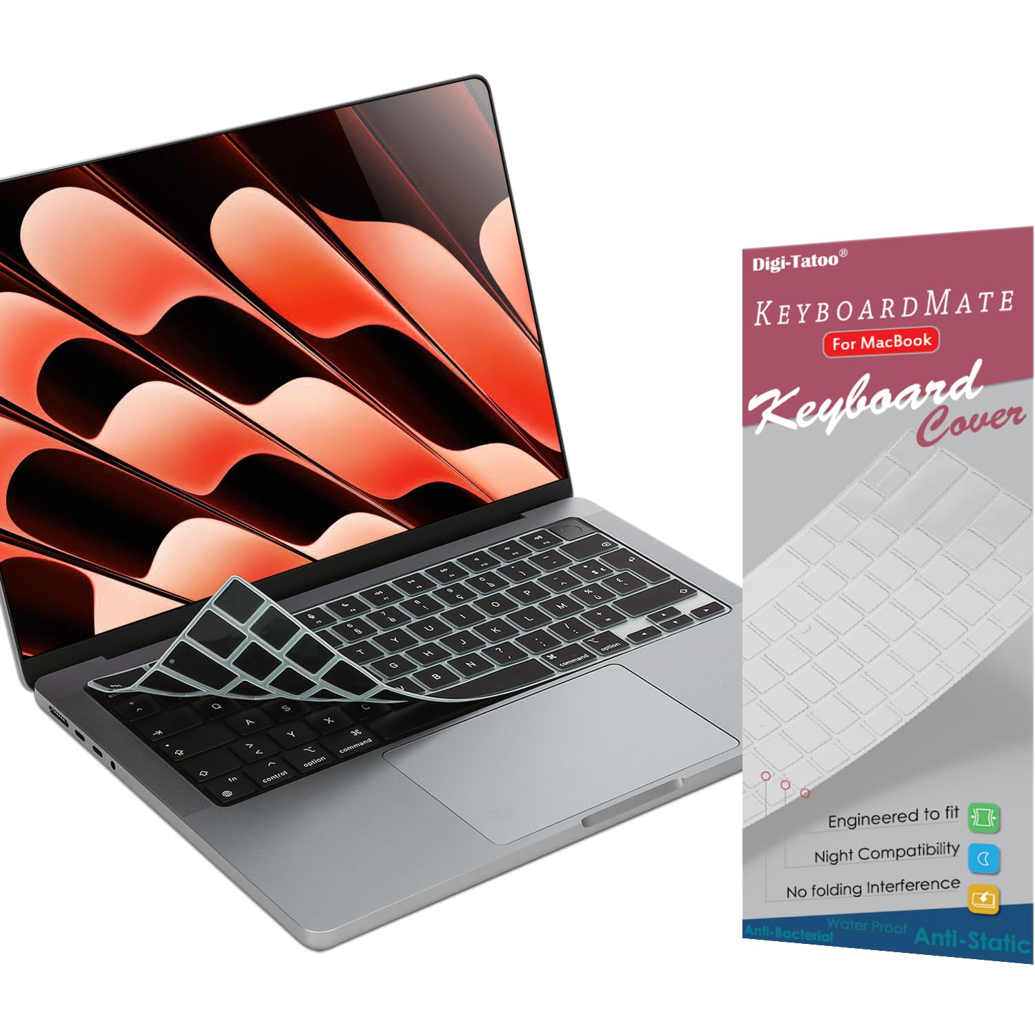 Digi-Tatoo UK English Keyboard Cover compatible with MacBook Pro 14/16 Air 13/15 2025~2021(A3240 A3241 A3112 A3401 A3185 A3403 A3186 A3113 A3114 A2992 A2918 A2991 A2780 A2681 A2941)7 Shape Enter Key