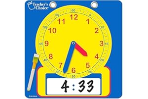 Teacher's Choice Writable Dry Erase Learning Clock | Large 12" Demonstration Teaching Time Practice Clock with Dry Erase Writing Surface | Marker Included | (Blue)