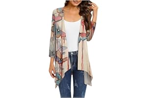 HPJKLYTR Kimono Cardigan 3/4 Sleeve Cardigan for Women,Plus Size Gradient Open Front Lightweight Summer Cardigan With Pocket