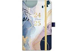 PINCHOCO Pocket Planner 2024-2025 - Planner 2024-2025, Jul. 2024 - Jun. 2025, 3.8" x 6.3", 12-Month Weekly Monthly Pocket Planner with Inner Pocket - Leaf Sand