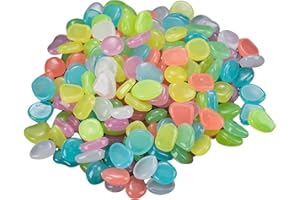 Glow in The Dark Rocks 400Pcs 0.4in Artificial Long Lasting Glowing Stones DIY Decorative Resin Glow Rocks for Aquarium, Bons