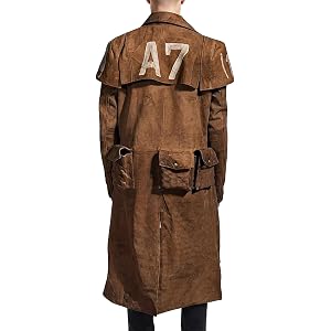 LayerXDesigns New Vegas NCR Ranger A7 Brown Suede Leather Duster For Men – Veteran Armor Long Western Cowboy Trench Coat