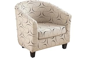 NILUOH Club Chair Covers 2-Piece Stretch Tub Chair Cover Printed Round Barrel Chair Slipcovers Non Slip Armchair Covers Couch Covers with Elastic Bottom for Bar Counter Living Room,Color 23