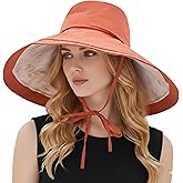 Wide Brim Women Summer Sun Floppy Hat Beach Bucket Fishing Hats Reversible Packable UV Protection, Metal Wired Edge