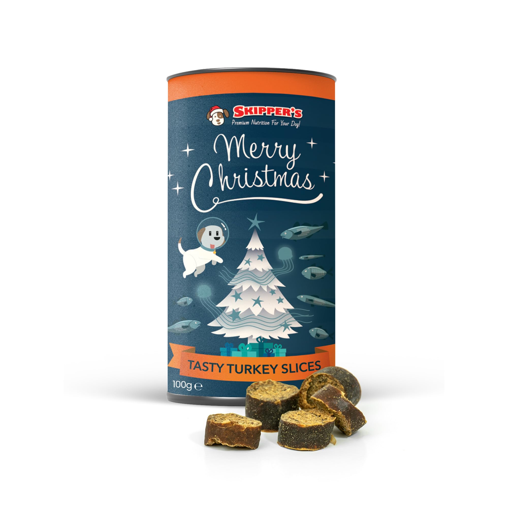 SKIPPER'S Christmas Tasty Turkey Slices - Contains Fish Turkey Slices, Grain & Cereal Free, Source of Omega 3 Oil, Low Fat & Hypoallergenic, Good for Skin & Digestion Gently Air-Dried | (100g) — image 1