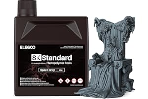 DEEPLEE ELEGOO 8K Resin, 405nm Rapid UV-Curing Photopolymer Standard 3D Printer Resin, Higher Precision, Lower Shrinkage 3D Photopolymer Resin for 8K/12K/14K and LCD/MSLA/DLP 3D Printing, Space Grey 2000G
