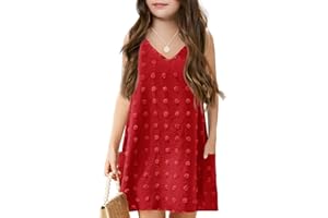 Batermoon Girls Swim Cover Up Swiss Polka Dot Summer Beach Dress V Neck Boho Cute Dresses with Pockets 4-14 Years