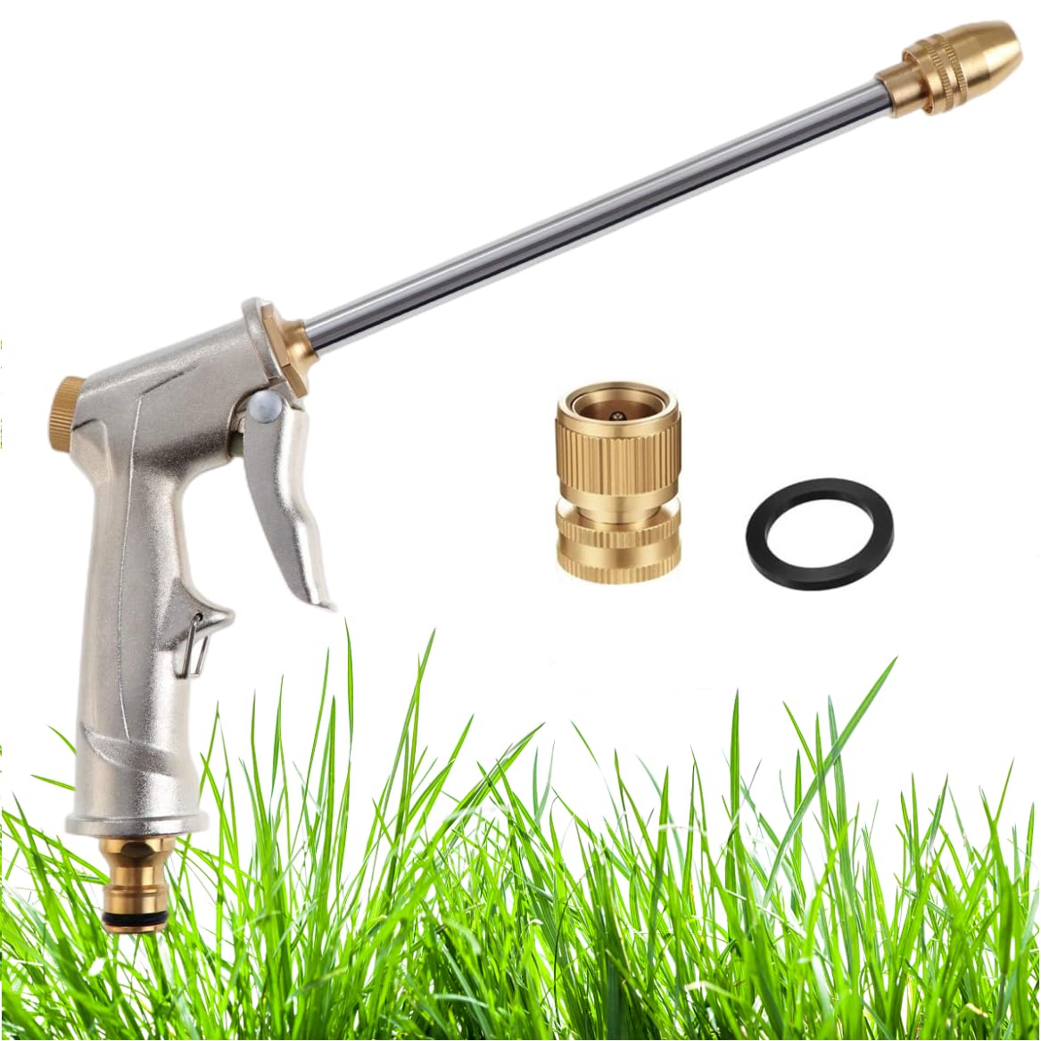 Photo 1 of Garden Hose Nozzle, High Pressure Water Hose Nozzle Sprayer Gun, Head Fits all 3/4”Garden Hose Thread,for Washing Cars, Lawn & Garden,Watering Plants, Outdoor Fun & Showering Pets,Cleaning