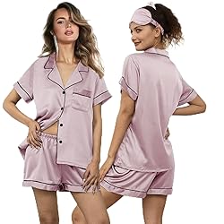WJing Yi Jia 5Pcs Womens Soft Satin Pajama Set