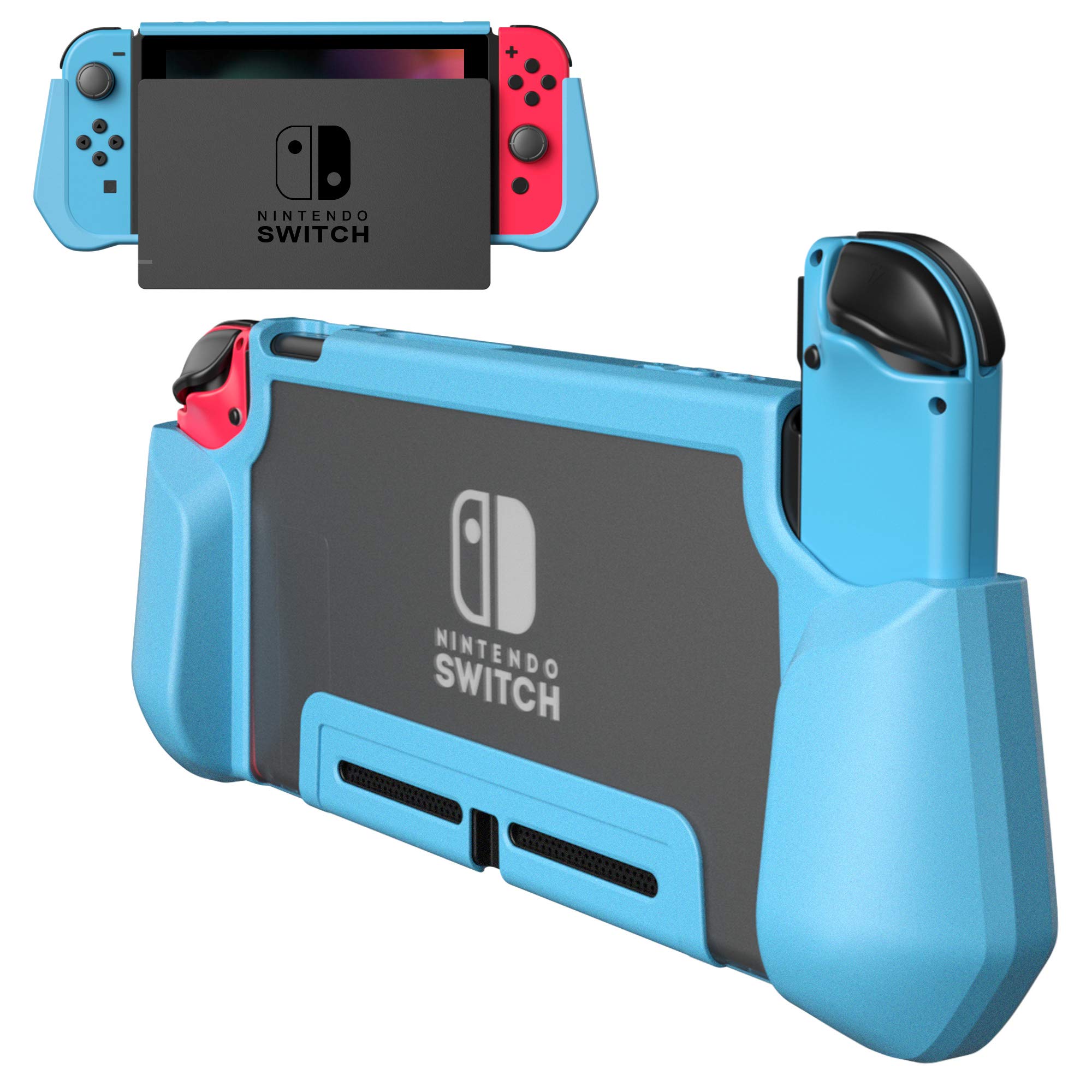 PZOZ Grip Case for Nintendo Switch 2 2025,Dockable Protective Case with Game Cards Slot TPU&PC Hard Cover Compatible with Switch 2 Grip (Blue)