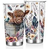 Cow Print Tumbler, Western Decor Gifts for Women Men Cow Lovers Girls Niece Friendship Birthday Christmas, Western Coffee Mug Stainless Steel Vacuum Insulated Double Wall Travel Cup with Lid,20oz