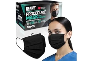 Ready First Aid Face Masks- Black Procedure Masks - Medical Masks - Surgical Masks - ASTM Level 3, 3-Ply Construction, 50 Pie