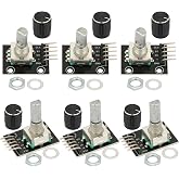 QSYZAIL 6 Pcs KY-040 Rotary Encoder with Push Button and Knob Cap Compatible with for Arduino