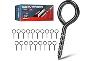 XIEKRAB 3.3 inch Eye Bolts - 20 Pcs Eyes Hooks Screw Heavy Duty 300 lbs Breaking Strength Black Rust-Resistant, Screw for Hanging Plant, Fixed Cablees, Indoor & Outdoor Use