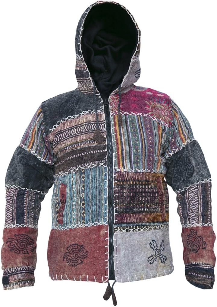 Little Kathmandu Men's Sunmoon Stonewashed Cotton Patchwork Jacket