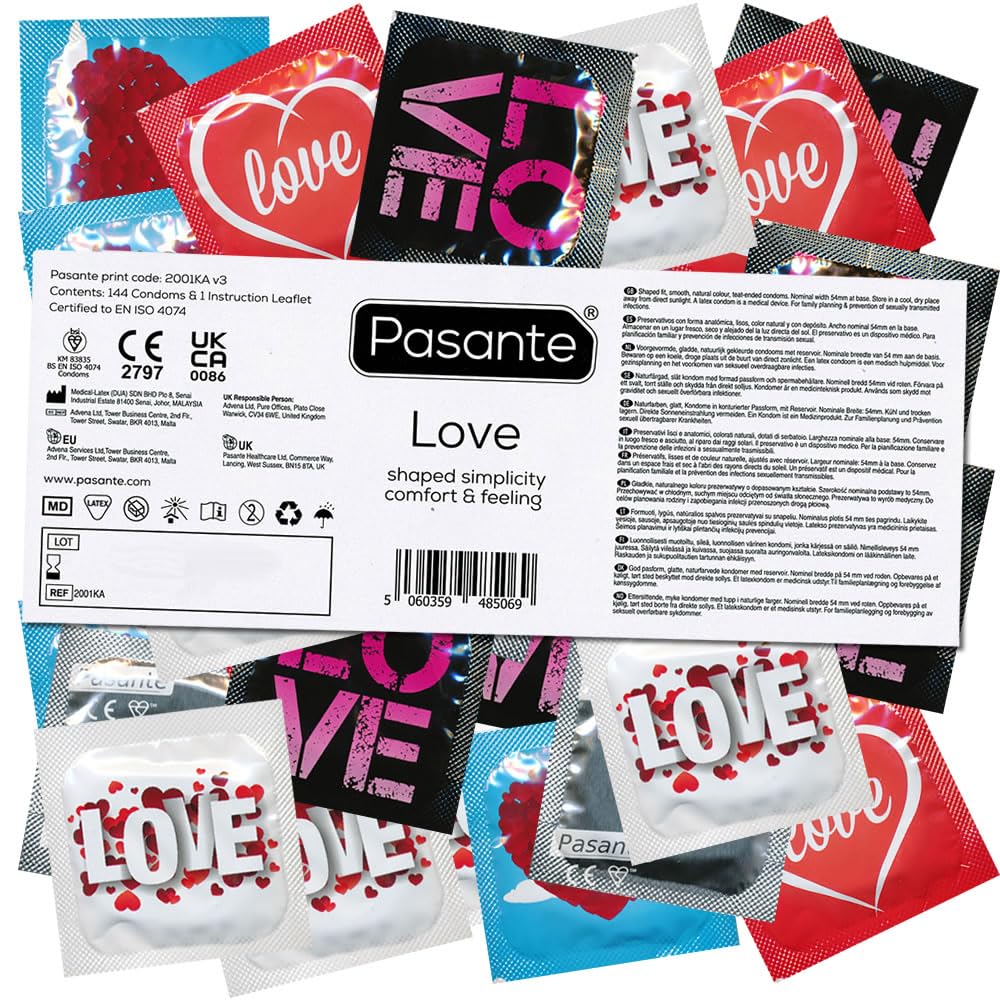 Pasante Regular Condoms - Pack of 144 Bulk Limited Edition, Love, 144
