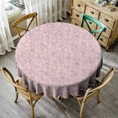 Amazon Family Taste ラウンドテーブルカバー ピンク装飾 月に座る翼を持つ少女 ユニコーン城と星 イラスト ピンクテーブルクロス 工場 D 70 D178cm テーブルクロス オンライン通販