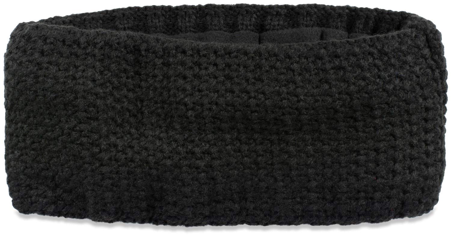 styleBREAKER Women Headband in fine crochet look plain, Thermo Fleece lining, Uni Winter Headband 04026051, color:Black