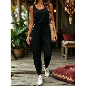 One Piece Jumpsuits for Women Dressy Casual Sleeveless Crewneck Wide Leg Rompers Jumpers Vacation Summer Outfits