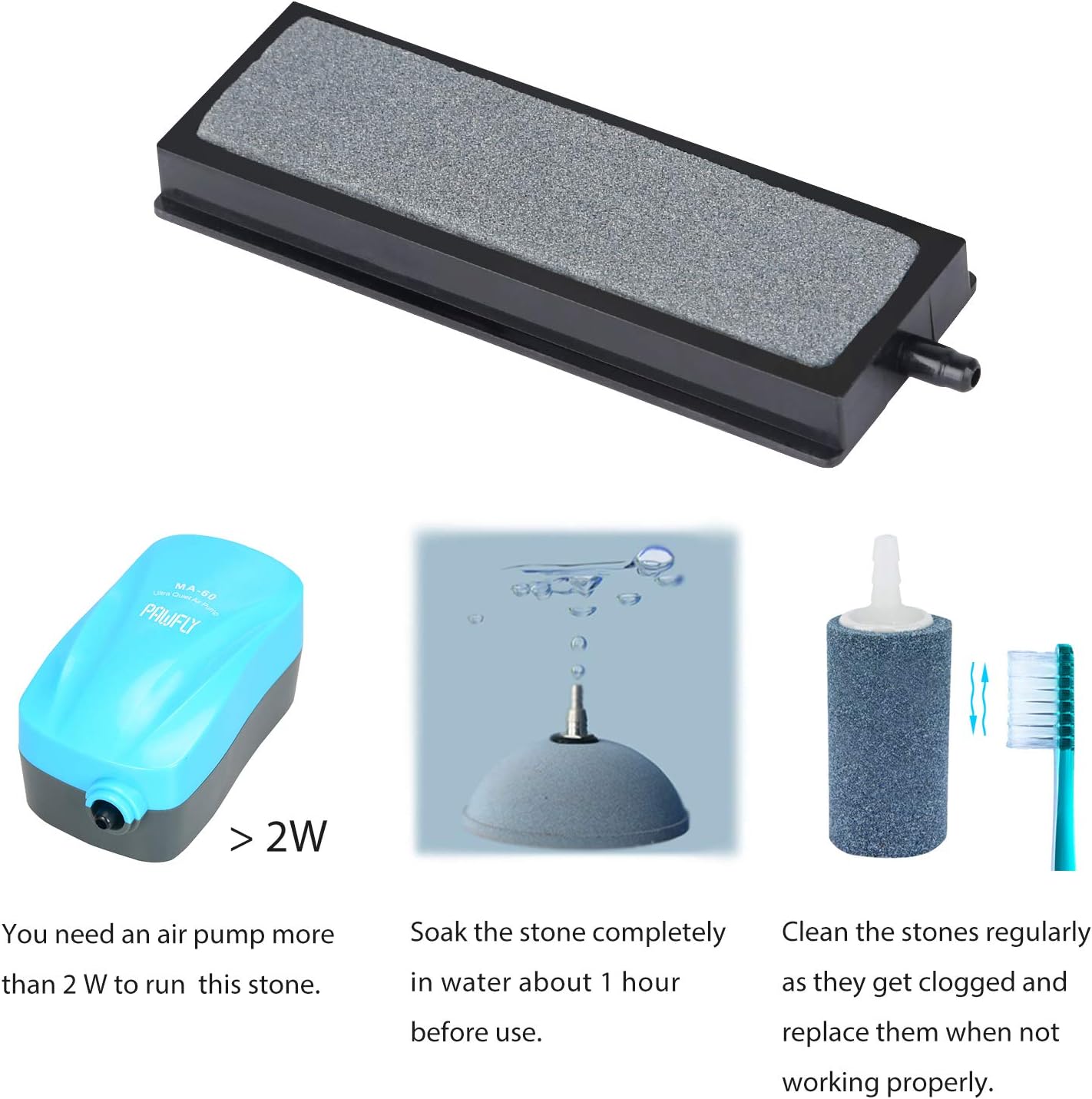 Uniclife Aquarium 10cm Air Stone Bar Cuboid Bubble Diffuser Release Tool with Suction Cup Clip Accessories for Nano Air Pumps Small Buckets and Fish Tanks - Image 5
