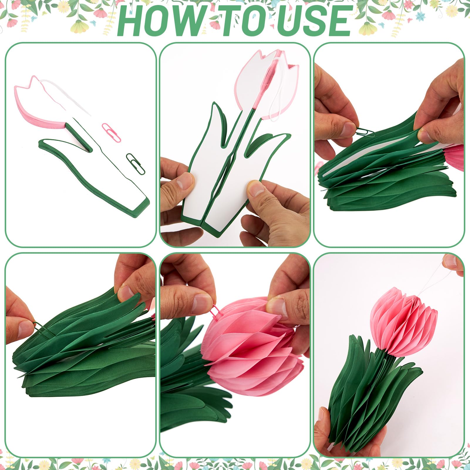 SUNBEAUTY 9 Stück 3D Tulpen Wabenbälle Rosa Lila Papier Blumen Dekoration Gelb Tulpe Dekor für Garten Party Dekoration Frühling Deko Tischdekoration Geburtstag Hochzeit Home Hotel 3