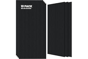 TO-TH 10 Pack Large Acoustic Panels,48 x 24 x 0.4 Inch Sound Proof Foam Panels for Walls，Premium Noise Dampening Panels,Sound Panels for Media Room, Office and Studio,Black