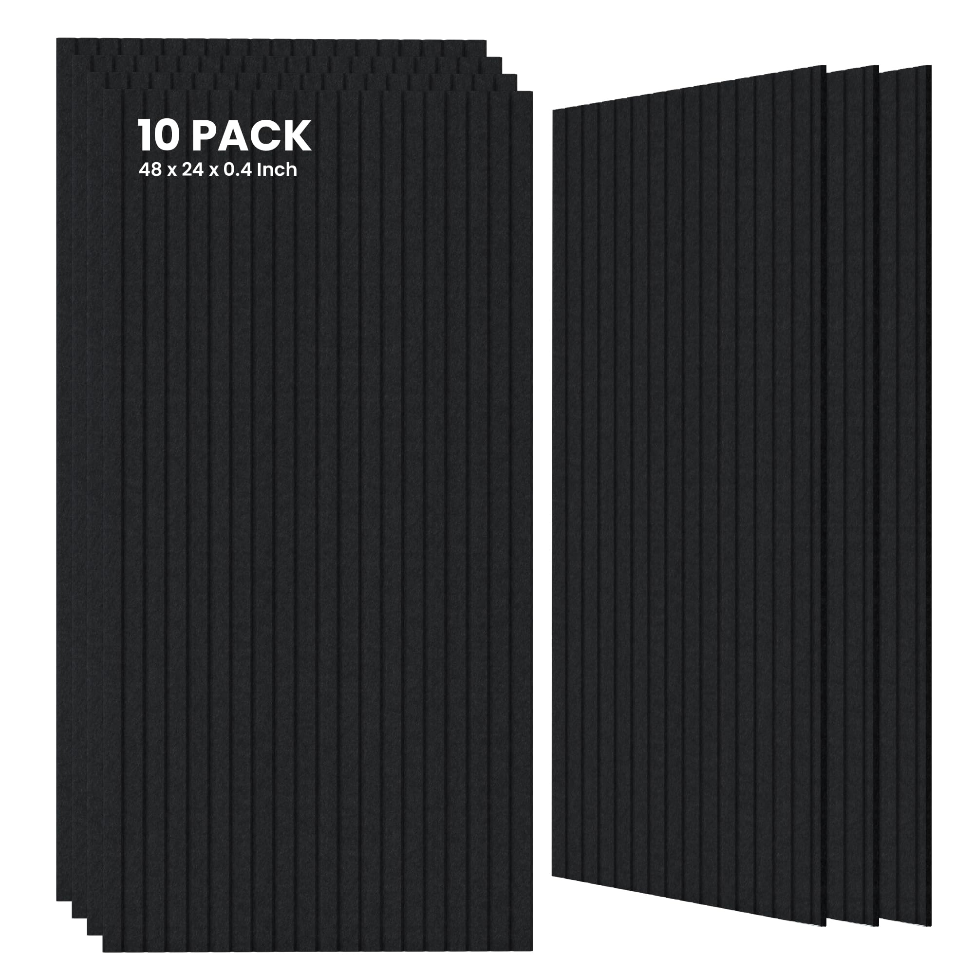 Photo 1 of 10 Pack Large Acoustic Panels,47.2 x 23.6 x 0.35 Inch Sound Proof Foam Panels for Walls?Premium Noise Dampening Panels,Sound Panels for Media Room, Office and Studio,Black