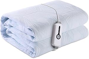 SUNNY HEAT Heated Mattress Pad Twin Size 39''x75''- 4 Heating Levels, 10-Hour Auto Shut Off, ETL Certified, Breathable Heating Mattress with Deep Pocket, White