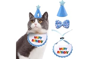 IDOLPET Dog Cat Birthday Party Supplies Outfit Bandana Bib Hat Cute Collar with Bow Tie for Cats Puppy Small Dogs and Rabbits