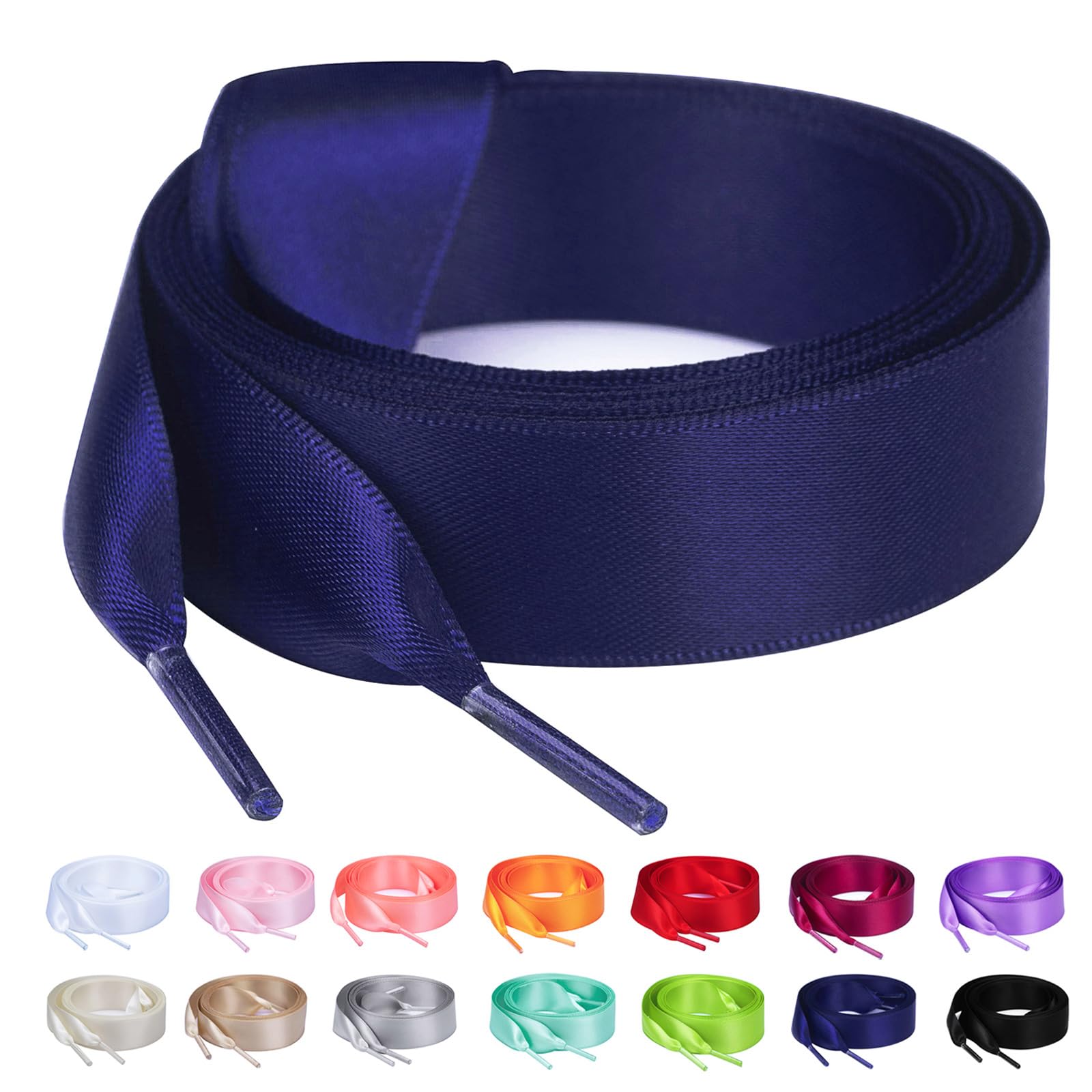 Booyckiy Flat Colorful Satin Ribbon Shoelaces