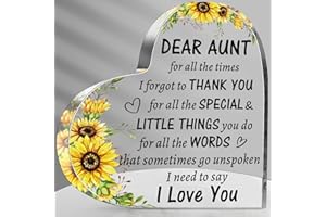 Hiipeenow Aunt Gifts from Niece Nephew, to My Auntie Acrylic Heart Sign Presents, Best Aunt Ever Gifts, Valentines Day Birthday, Mothers Day, Christmas Sunflower Gifts for Aunt Auntie