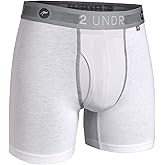 2UNDR Men's 6" Flow Shift Boxer Briefs (White, Large)