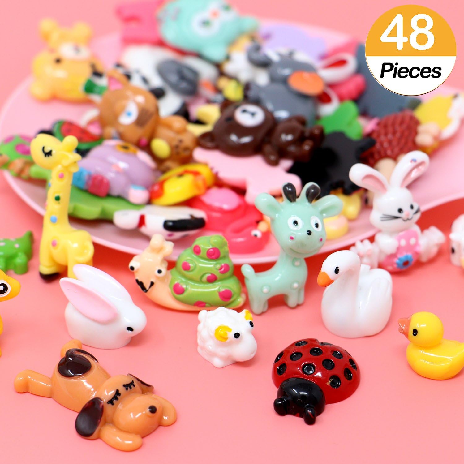 JoyJon 48 PCs Slime Charms with Mermaid Tail Marine Life Resin Flatback of Slime Beads for Ornament Scrapbooking DIY Crafts (Forest Theme)