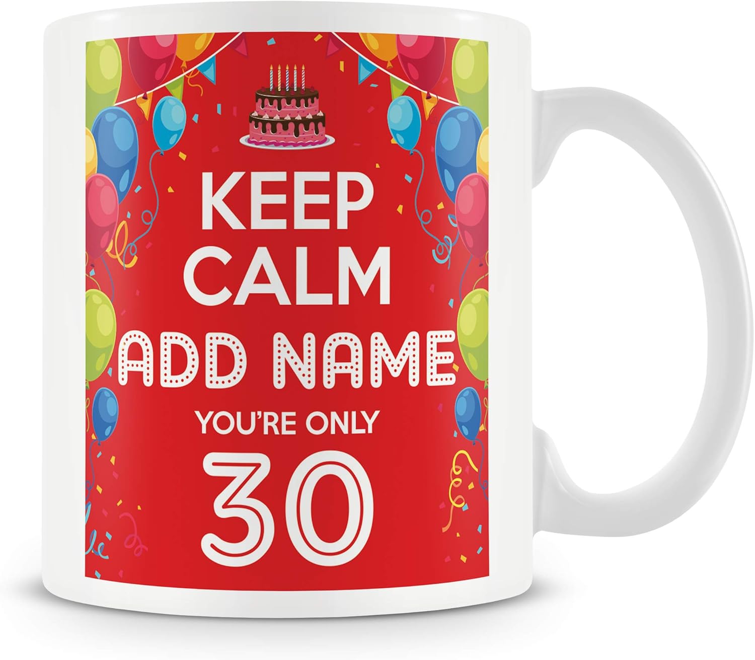 30th Birthday Gift Personalised Mug/Cup Add Name Keep Calm Design