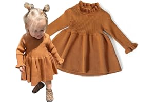 Simplee kids Little Girls' Long Sleeve Girl Dresses and Rompers Ribbed Knit Sweater Dress Black for 6M-5T