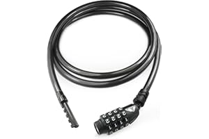 MARQUE Straight Combination Bike Lock Cable - 3/8 inch (5FT, 10FT, 15FT, 25FT) Resettable Combination Lock, Anti-Theft Security Cable for Bicycles, Kayaks, Paddle Boards and Outdoor Gear (05 FT)