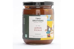 AMOREARTH TWO BROTHERS ORGANIC FARMS - Natural Healthy Fresh Sweet and Sour Lemon Pickle Nimbu Achaar No Artificial Preservatives, 500 gms