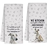 InnoBeta Greyhound Gifts for Women, Greyhound Kitchen Towel 2 Pack, 16x24 in Microfiber Dish Tea Towel, Hand Towel Gifts with Design for Christmas, Birthday