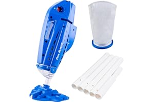 POOL BLASTER Millennium Cordless Pool Vacuum for Above-Ground Pools | Above & inground handheld rechargeable pool vacuum, strong suction, high capacity chamber, 1 hour runtime, pole set included