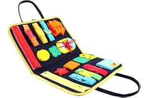 Toddlers Busy Board Montessori Sensory Toy with Zippers Buttons Buckles and Ties, Educational Learn to Dress Activity Toy for