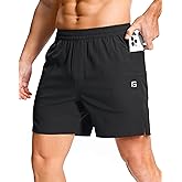 GGJ Men's Lightweight Athletic Shorts with 2 Zipper Pockets 7"/5"/9" Gym Workout Running Quick Dry Tennis Shorts for Men