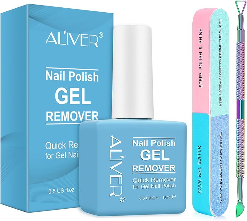 Hualijia Gel Nail Polish Remover Kit 15ml with Scraper & File