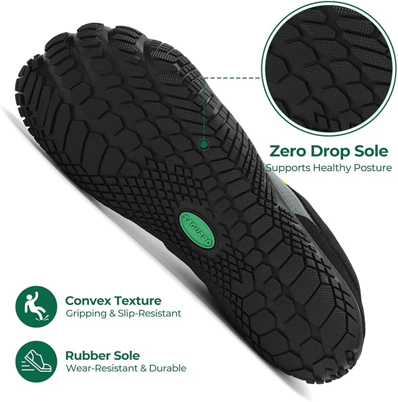 Barfußschuhe Damen Barfussschuhe Herren Outdoor Barfuss Schuhe Leicht Zehenschuhe Barfuß Fitnessschuhe mit Breiter Zehenbox Paynes Grau, Gr.38 EU